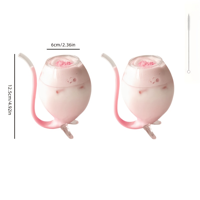 TEMU 3pcs (2pcs Cups And 1pc Straw Brush) Creative Vampire Cup Set, With Straw Brush, Straw Glass Cup, Personalized Wine Cup, Molecular Cup, High