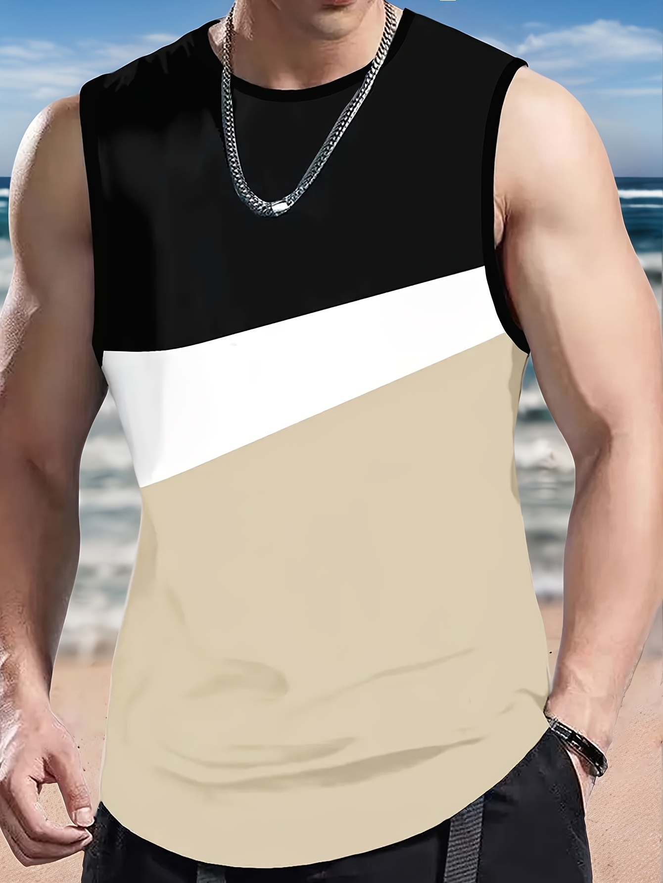men's round neck vest men's casual sports vest sleeveless t Temu