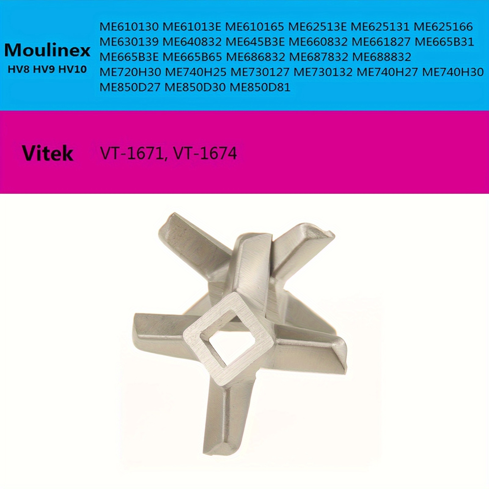 2pcs stainless steel meat grinder blades 8 compatible with moulinex hv8 hv9 hv10 models more   kitchen appliance accessories for mfw66020 mfw67440 mfw68600   vt 1671   single sided blade set details 2