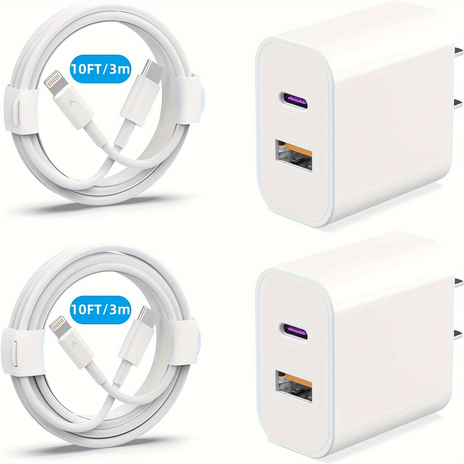 

[mfi ]2 Charger For Iphone Charger, 20w Qc + Pd 3.0 Adapter Charger 10ft C To For Iphone 14 11 Xr Xs X, Ipad