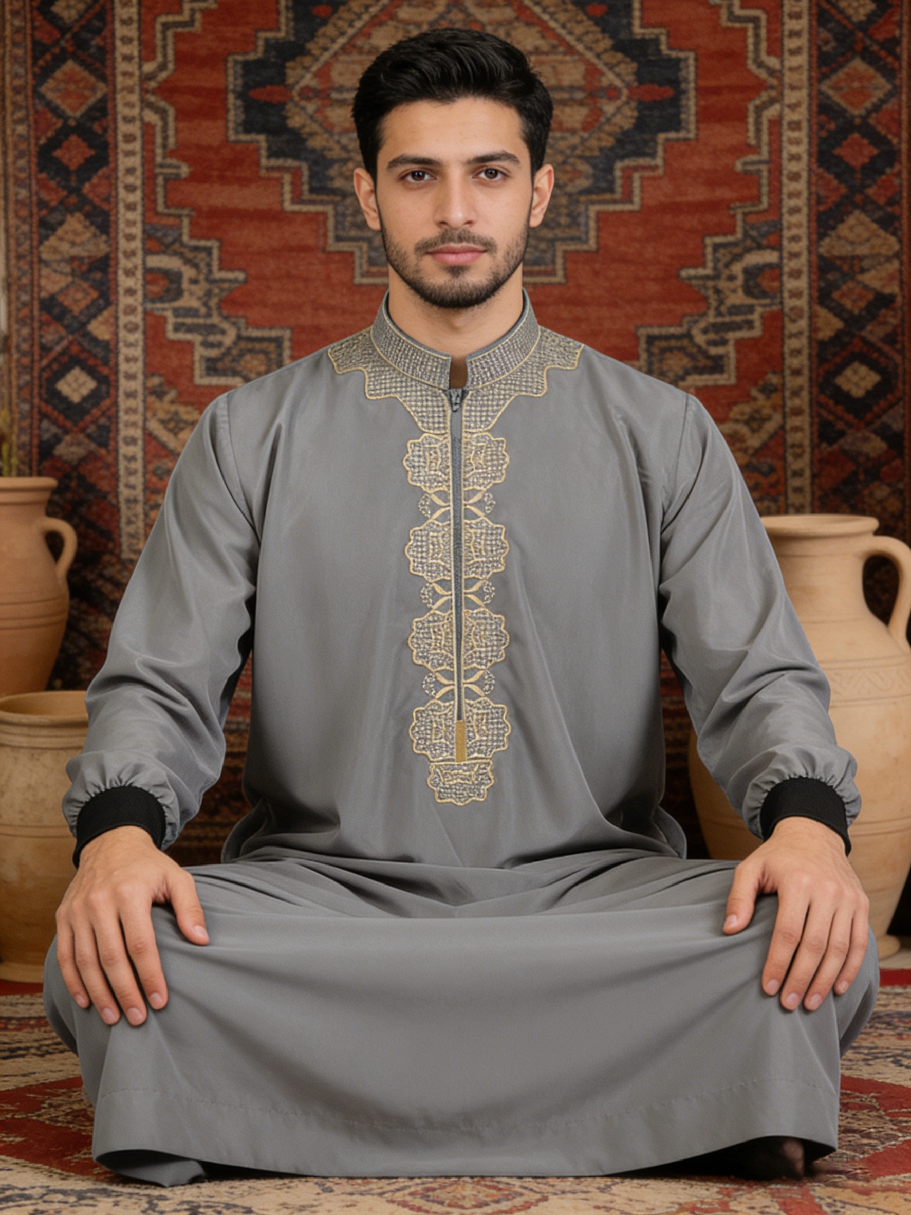 Middle Eastern Arabic Traditional Thobe, Traditional Attire, Breathable,  Sweat-Absorbent, Luxurious Embroidery, Formal Wear for Banquets and Weddings