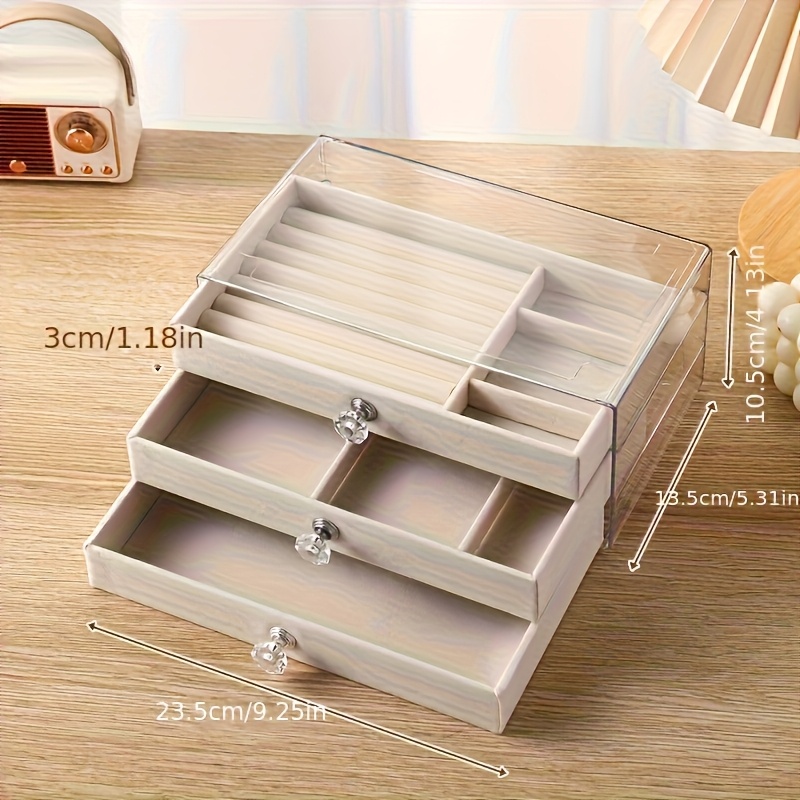   layer acrylic jewelry storage box with drawers for earrings rings and necklaces featuring a moisture proof   leather lining and a   this luxurious large capacity display box set   six pieces making it   gifts on occasions like mothers day and valentines day as well as a multifunctional home jewelry box Product details 2