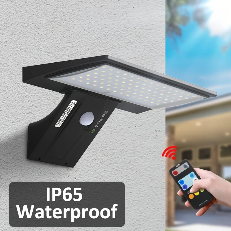 1pc solar motion sensor wall light 90 led 4 dual charging semi flush mount sconce plastic shade outdoor security light for villa courtyard garage balcony details 1