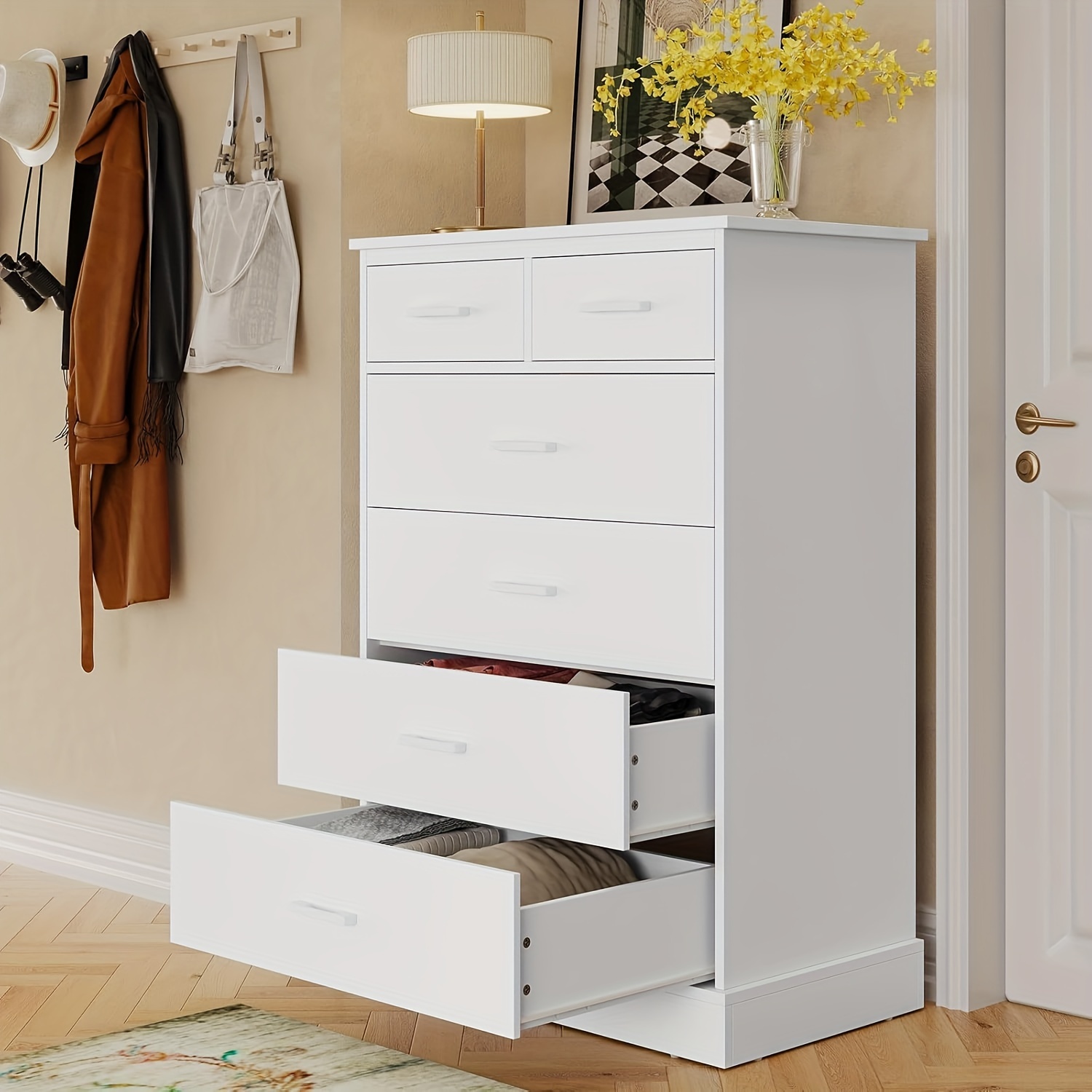 the dresser room TUHOME Becca 6 Drawer Double Dresser , Four Legs, Metal Hardware