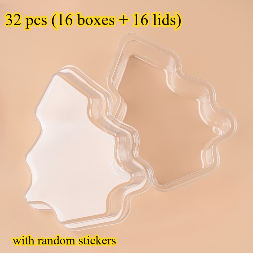 Image of 32pcs (16pcs Boxes And 16pcs Lids), Creative Christmas Cake Boxes, Pastry Cookie Packaging Boxes, Candy Packaging Boxes, With Random Stickers, Cookie Boxes, Candy Christmas Tree Boxes, Cake Molds