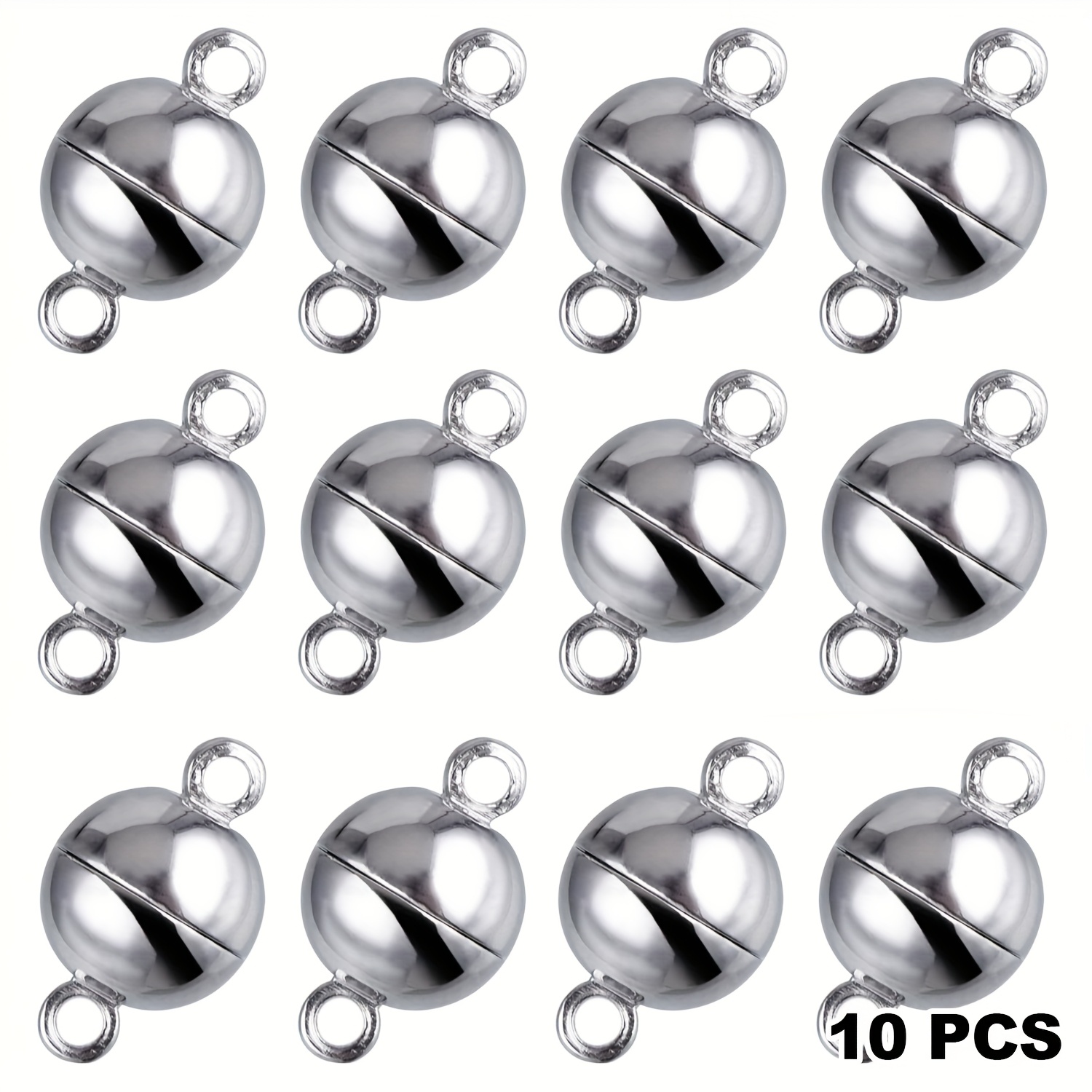 10pcs Jewelry Magnetic Clasps Round Magnetic Clasps For Bracelet Necklace Making, 8mm (white )