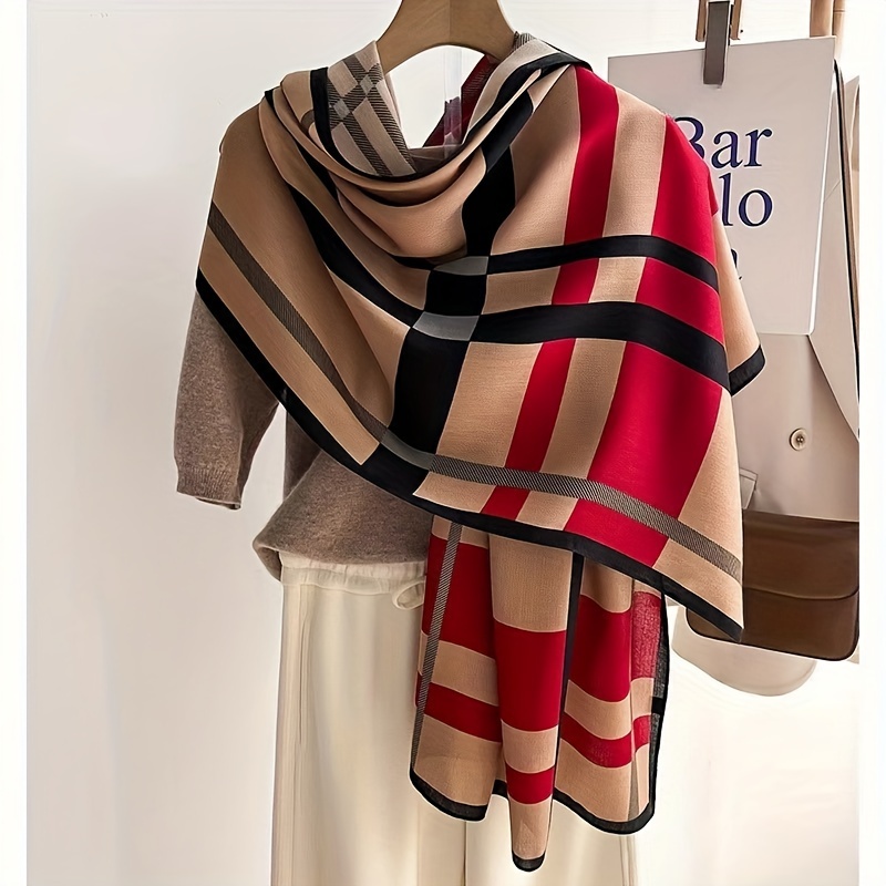 

1 New Women's Extended Printed Scarf Line Sun Protection Shawl Simple Autumn And Winter Headscarf Women's Color Matching Fashion Scarf Warm Silk Shawl Large Shawl Fashion Decoration Cloak