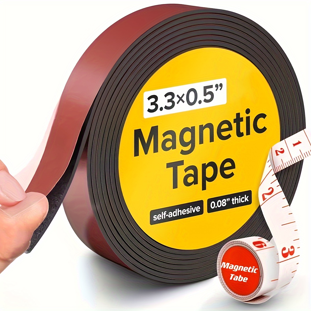 

Strong Adhesive Magnetic Tape Roll - 3.3ft, 3/5'' Wide, Available In 1mm/1.5mm/2mm Thicknesses - Ideal For Crafts, Whiteboards & Fridge Organization