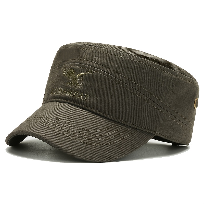 Flying Eagle Embroidered Flat Top Cap for Men