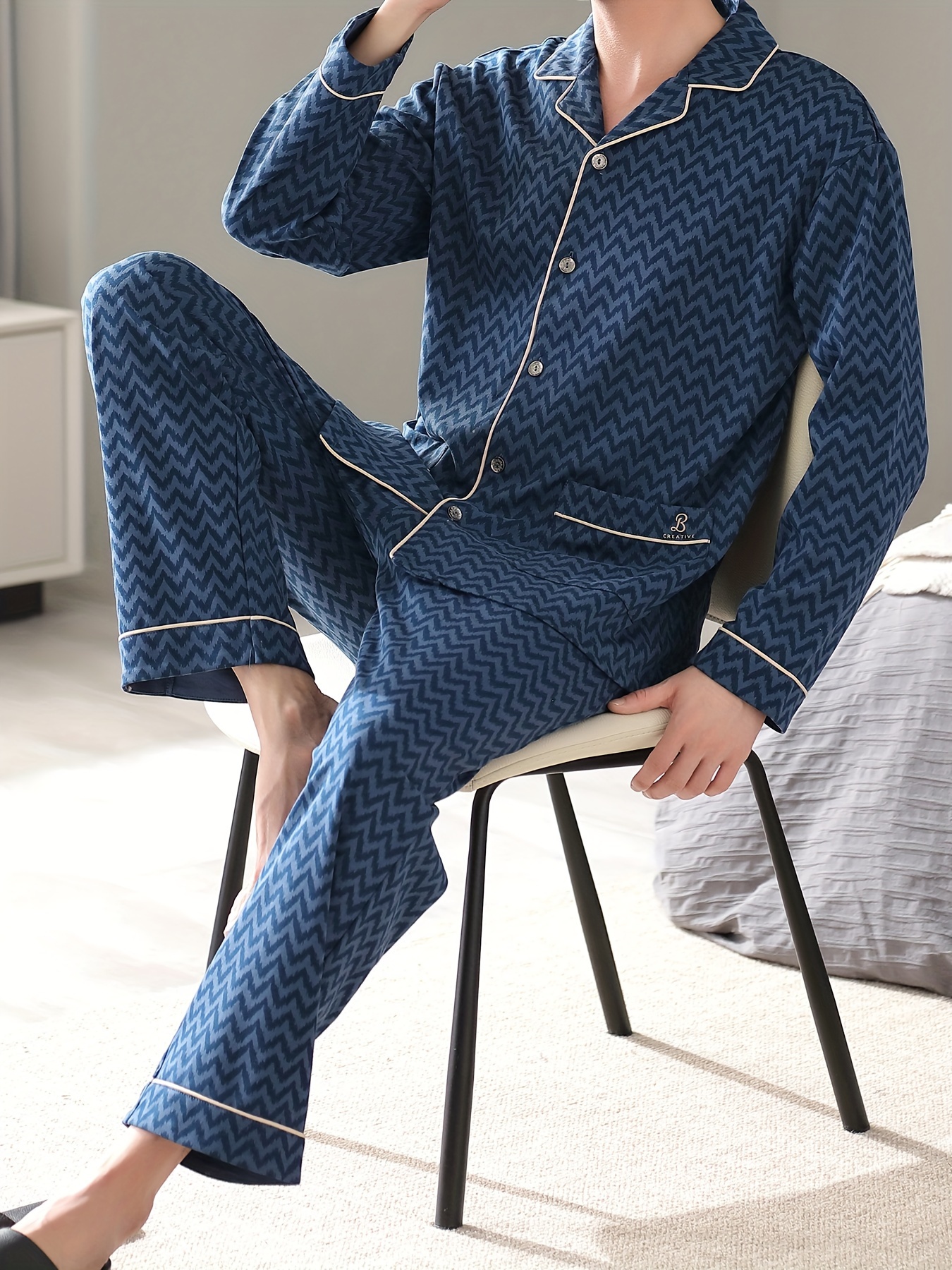 Cardigan Men's Pure Cotton Thin Long Sleeve Simple Spring and Autumn Home Clothes Men's Middle-aged Dad's Full Cotton Plus Size Pajamas