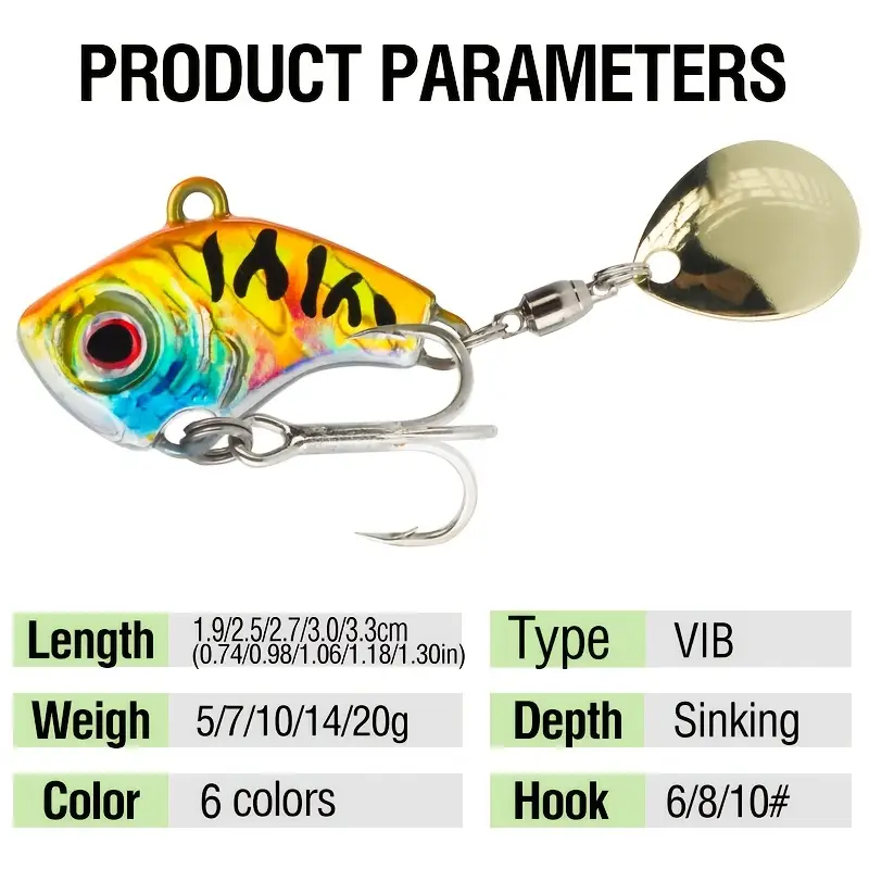 5-Piece VIB Tail Spinner Fishing Lures Kit Blade Baits For Bass, Trout & Pike With Tackle Box Ice Fishing Jigs 5-Piece VIB Tail Spinner Fishing Lures Kit Blade Baits For Bass, Trout & Pike With Tackle Box Ice Fishing Jigs