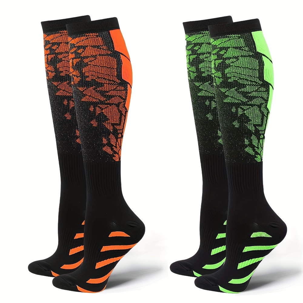 TEMU Sports Compression Socks For Men And Women, Supportive Athletic Socks With Gradient Design, Comfortable Knee High Stockings, Circulation Support