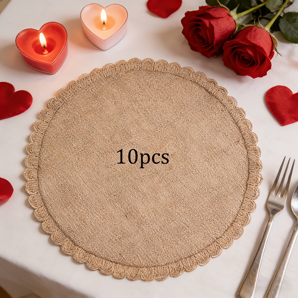 E-shop 6/10 Stück Platzset aus Böhmischer Stil, rund, geeignet für Thanksgiving, Geburtstag, Einweihung, Hochzeit, Weihnachten und andere Anlässe.