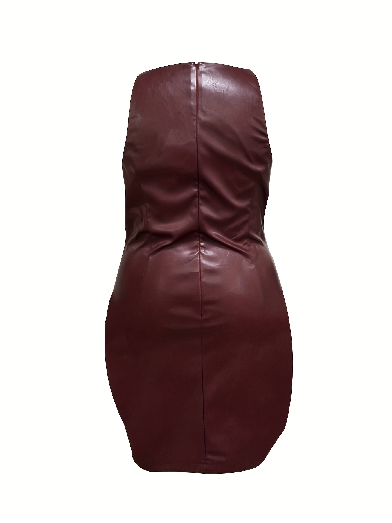 elegant faux leather slip dress sleeveless stretchy solid - Temu Germany