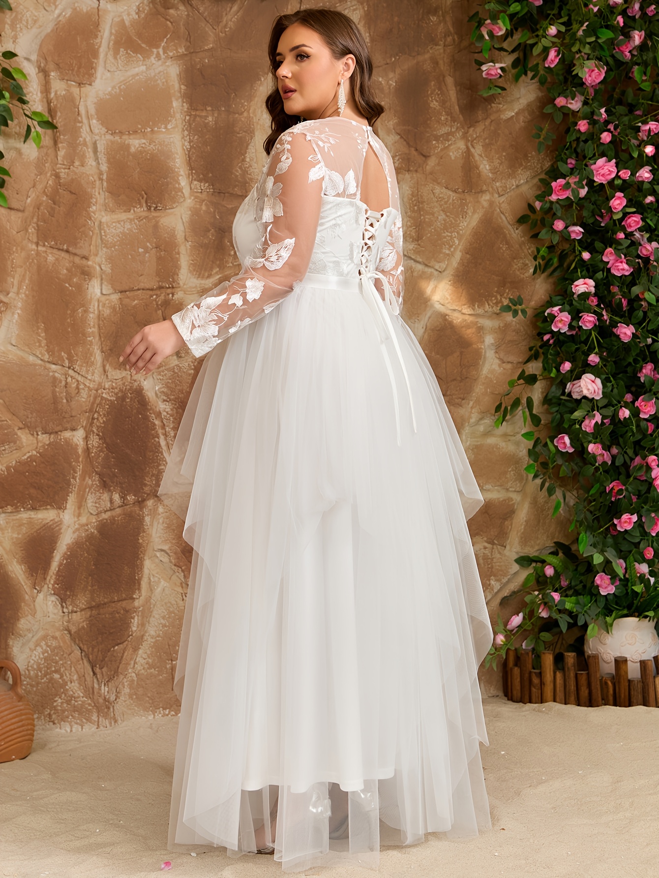white bachelorette dress plus size - Plus Size easter Lilivine Women's Backless Seamless Color:Milky Crepe