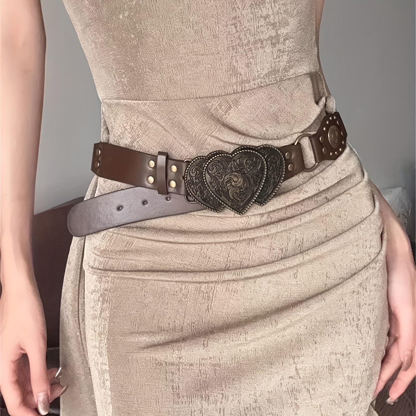 TEMU Ceinture pour femme 1 pièce, style millénaire Y2K vintage américain, ceinture de pantalon piquante, accessoire polyvalent à large ceinture