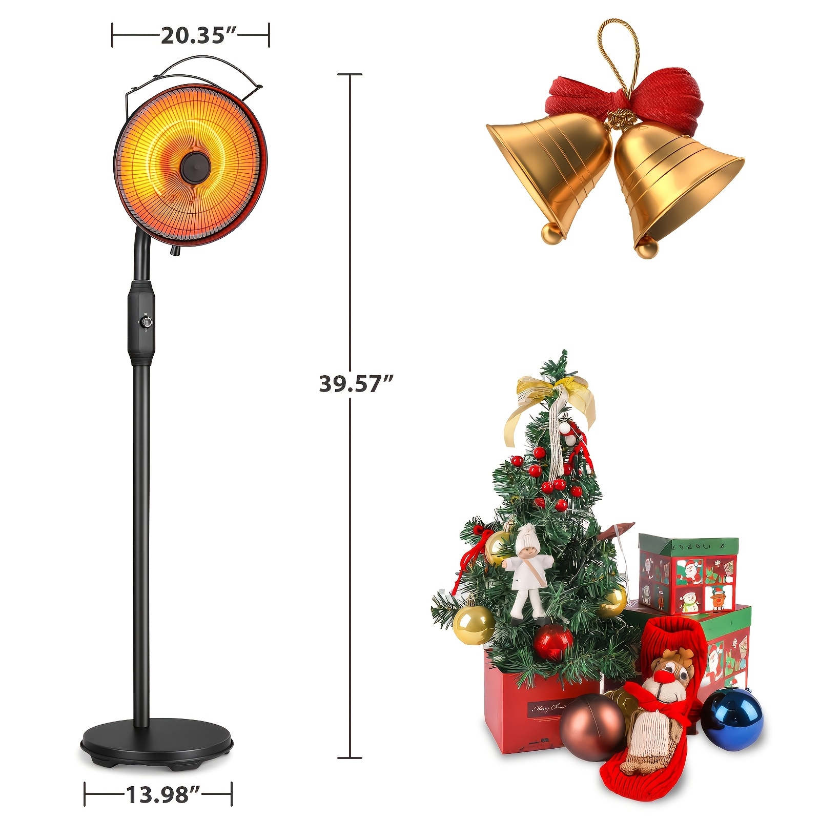 TEMU Outdoor Patio Heater, Portable Ceramic Space Heater, Electric Infrared Garden Patio Heater, Angle Adjustable, , Energy Saving, Quick Heating For