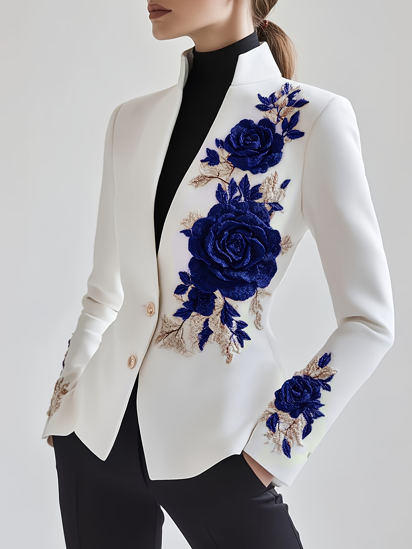 Ameri【新品未使用タグ付き✨】ROSE EMBROIDERY JACKET Embroidered Leather Jacket Embroidery Leather Jacket