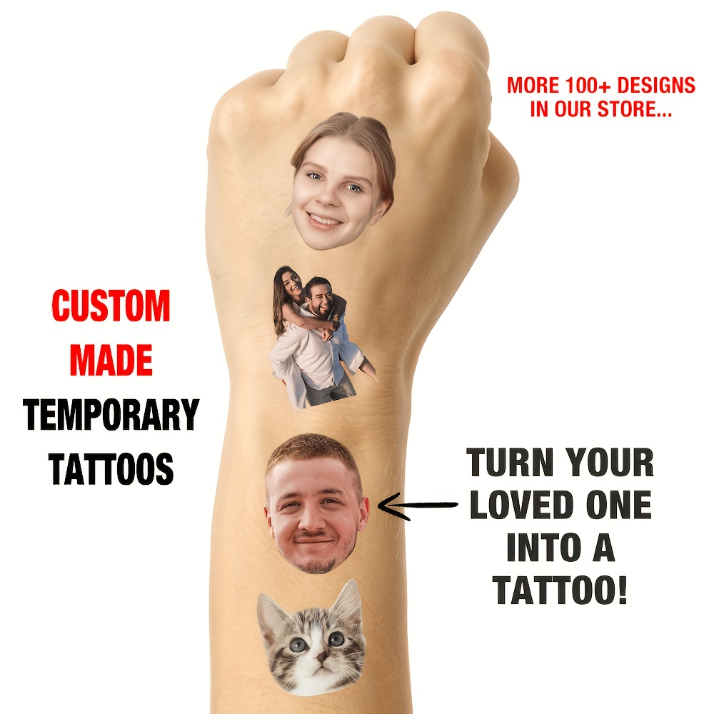15 custom temporary tattoos personalized photo face tattoos pet and couple designs rectangle fun party favors and gifts for boyfriend girlfriend   gift tattoos rectangle tattoos  
