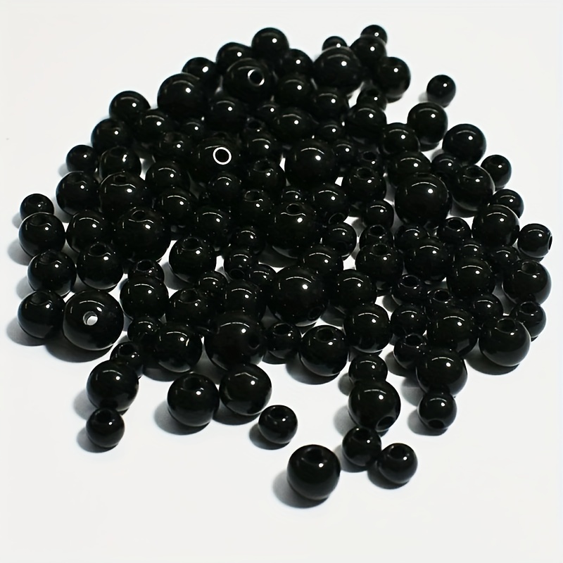 

Perles en Acrylique Noir pour Bijoux DIY - Couleur Unie, Perles à Trou Droit en Tailles 4mm/6mm/8mm/10mm