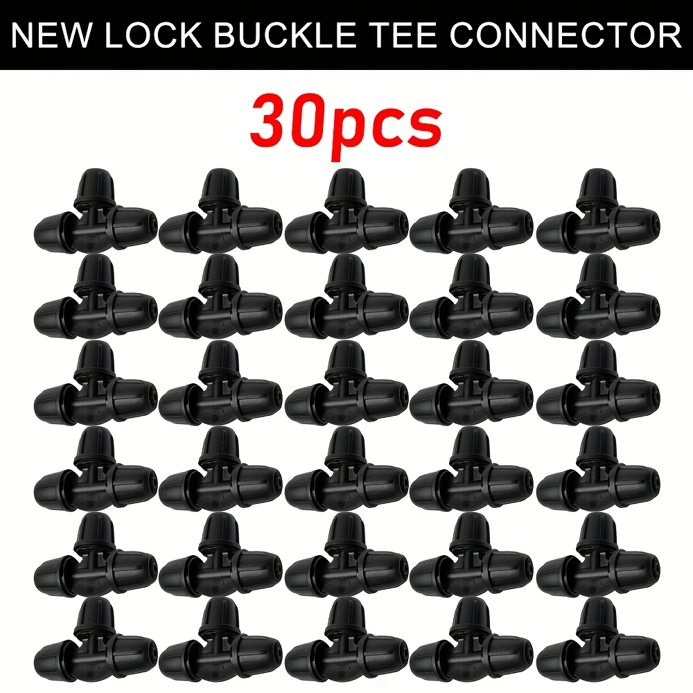 Image of Drop Irrigation Tee Fittings With Lock Catch For 1/4 Inch Auto Drop Irrigation Hoses And Lines, 4/7mm Tee Connectors For Garden Lawn Watering Systems