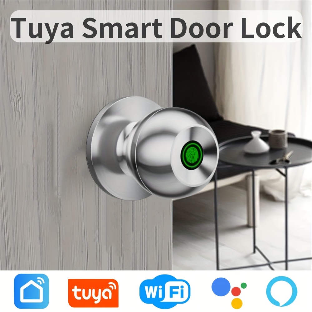 

Smart Door Lock Biometric Door Lock Rechargeable Fingerprint Door Knob With Keys App Control For Bedrooms Office