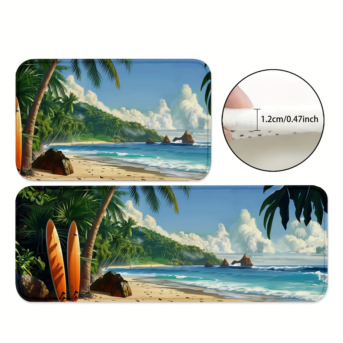 TEMU Surfboards On Beach Kitchen Rugs Non Slip Washable Thicken Kitchen Mat Kitchen Carpet Rugs For Kitchen Floor Kitchen Mats For Floor Kitchen Rugs