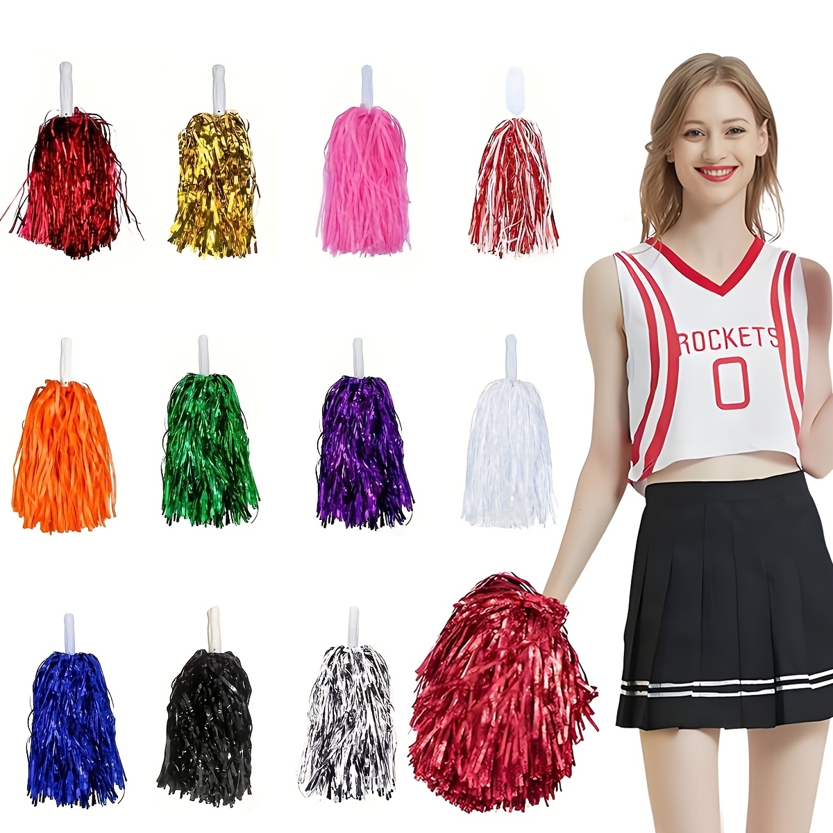 

Lot de 8 Pompons de Cheerleading - Matériau PET Léger et pour Sportifs et de Danse - Renforce l'Esprit d'Équipe