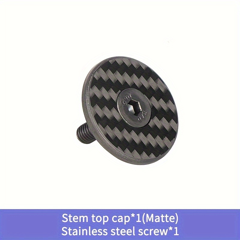 Image of 1pc Unmarked Carbon Fiber Headset Cover + Black Screws Hassns Carbon Fiber Headset Cover Sun Cover, Bike Fork Stem Top Cover, Alloy Screws 13g
