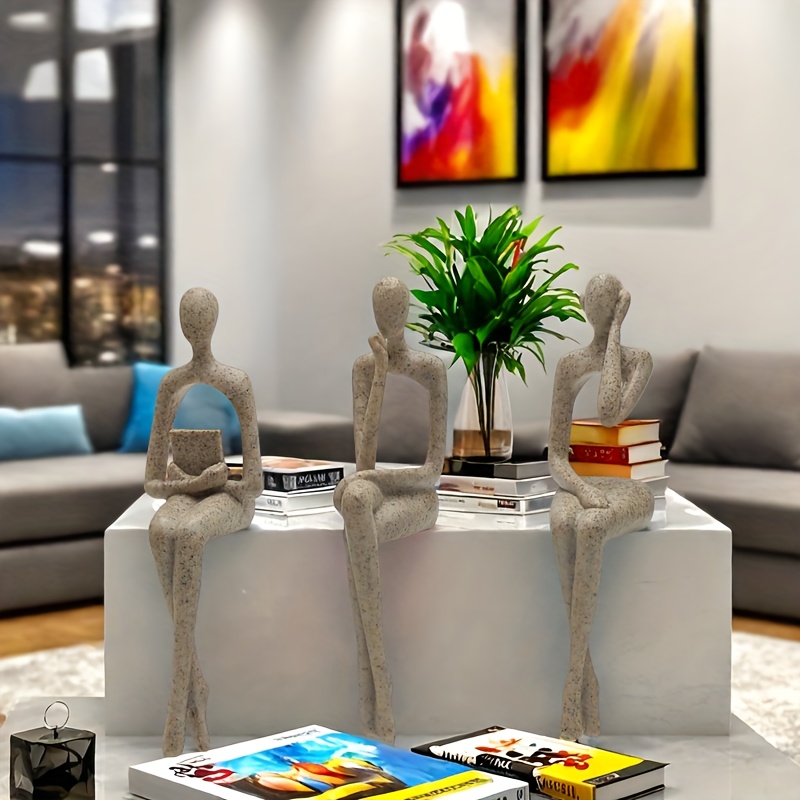 3pcs Abstract Character Figurines - Black Resin Sculptures, Modern Home & Office Decor, Wedding Gift, Shelf & Desk Decor, No Electricity Needed, Versatile Room Decor, Statues for Home Decorfor Christmas,halloween decorations,fall home decor Collectible Figurines