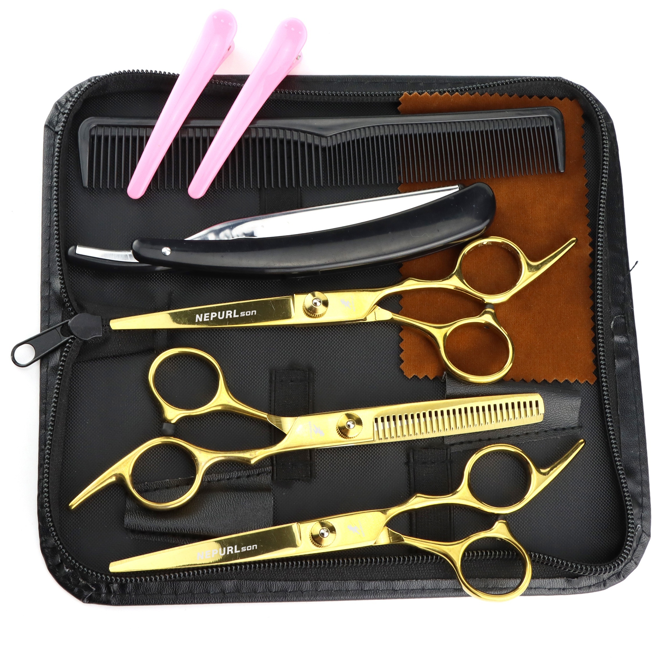  9pcs professional haircutting scissors set 6 0 inch texturizing thinning shears for all hair types right handed scent free Product details 7
