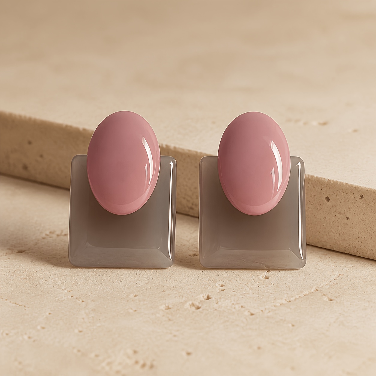 TEMU 1 Par Elegantes Aretes Franceses de , Diseño Geométrico de Resina , y Delicado, Adecuados para de la Mujer, Uso Casual y Desplazamientos