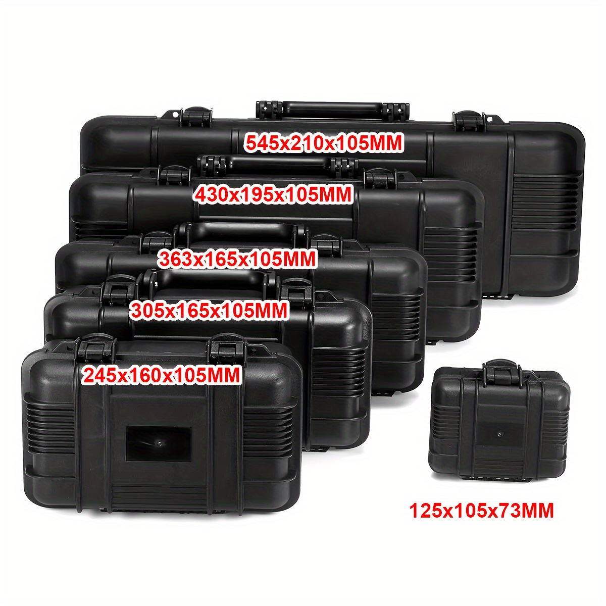 6 sizes black hard shell pp suitcase portable wear resistant shockproof tool holder  