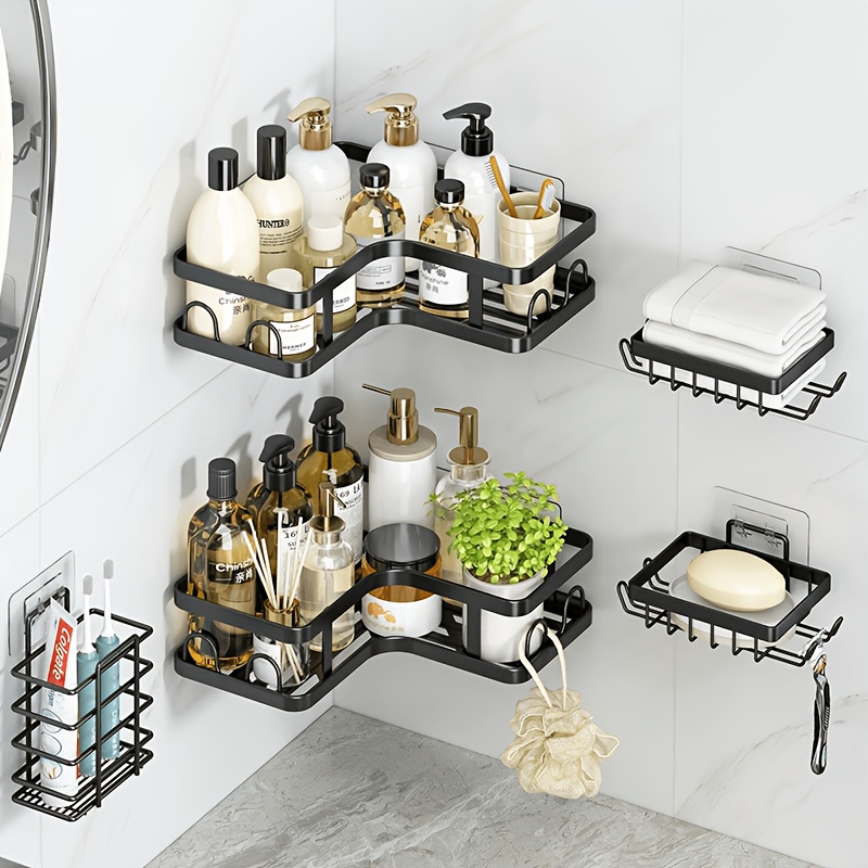 TEMU No-drill Corner Shower Rack, 16 Hooks, Rust-proof Stainless Steel Bathroom Storage Rack, Rust-proof Corner Shower Rack, Built-in Shower Rack