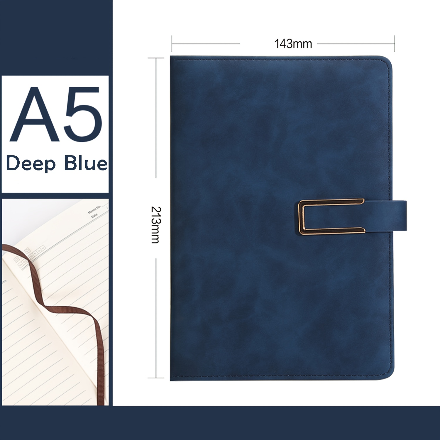 TEMU 1pc A5 Leather 200 Pages Hardcover Notebook, Lined Notebook Journals With Index Stickers, 80 Gsm Thick Durable Paper For School Work Bussiness, Back To School, Halloween Christmas Birthday Gift