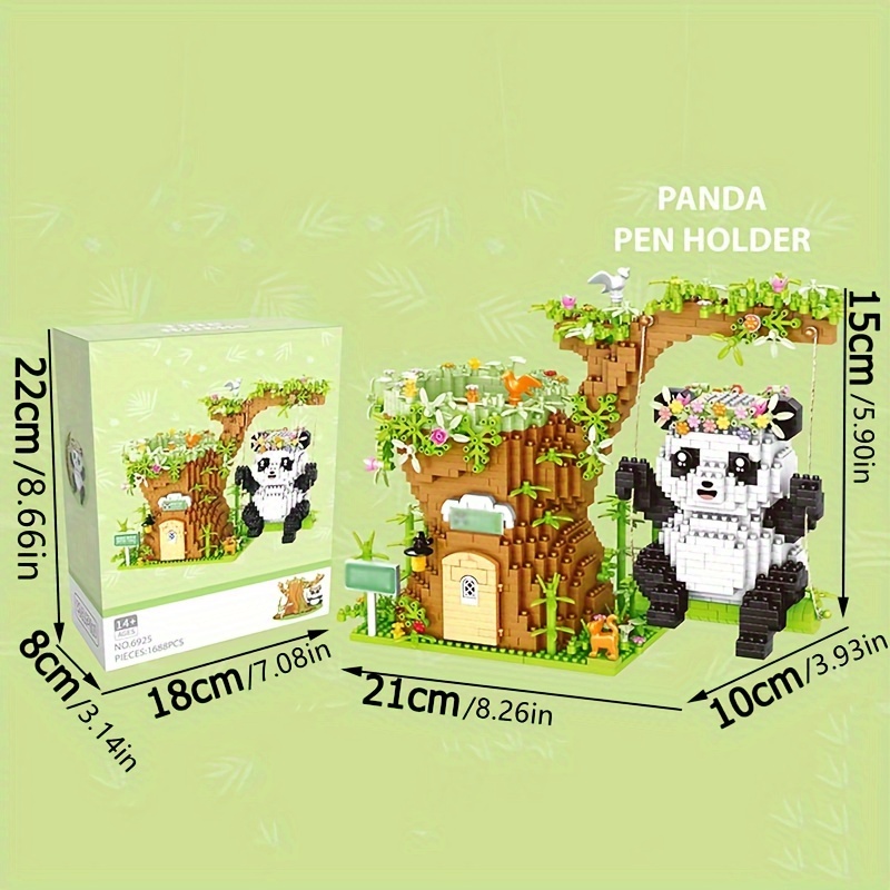 2 Sets Mini Panda Building Blocks With Swing - 481+400 Piece DIY Desktop Decor