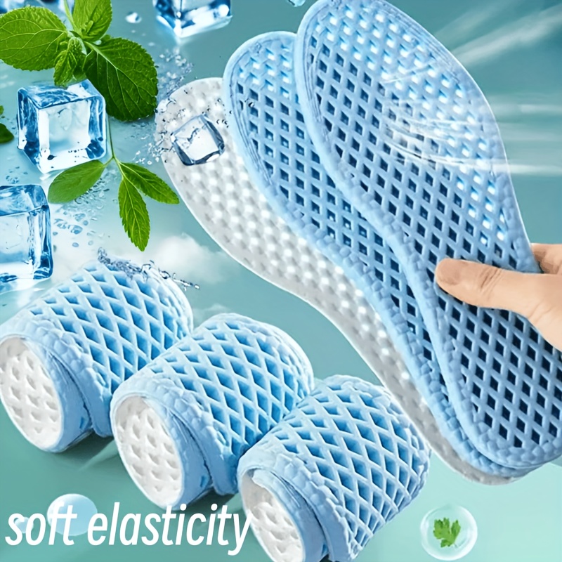 4pcs/2 Pairs Summer Cooling Insoles - Breathable, Unisex Ultra-light Insoles, |Breathable Design|Sweat Absorbing|Shock Absorbing|Long-Lasting|Men's insoles|Ladies insole|Sports insole|Air Cushion|A very light shoe insole|Sports/Casual Shoes|blue