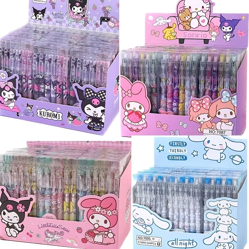 

Ensemble de 6 stylos gel Sanrio, pointe moyenne, séchage rapide, Kawaii Hello Kitty, pour Kuromi, pour Cinnamoroll, papeterie de dessin , 0.5mm, design avec crochet en métal