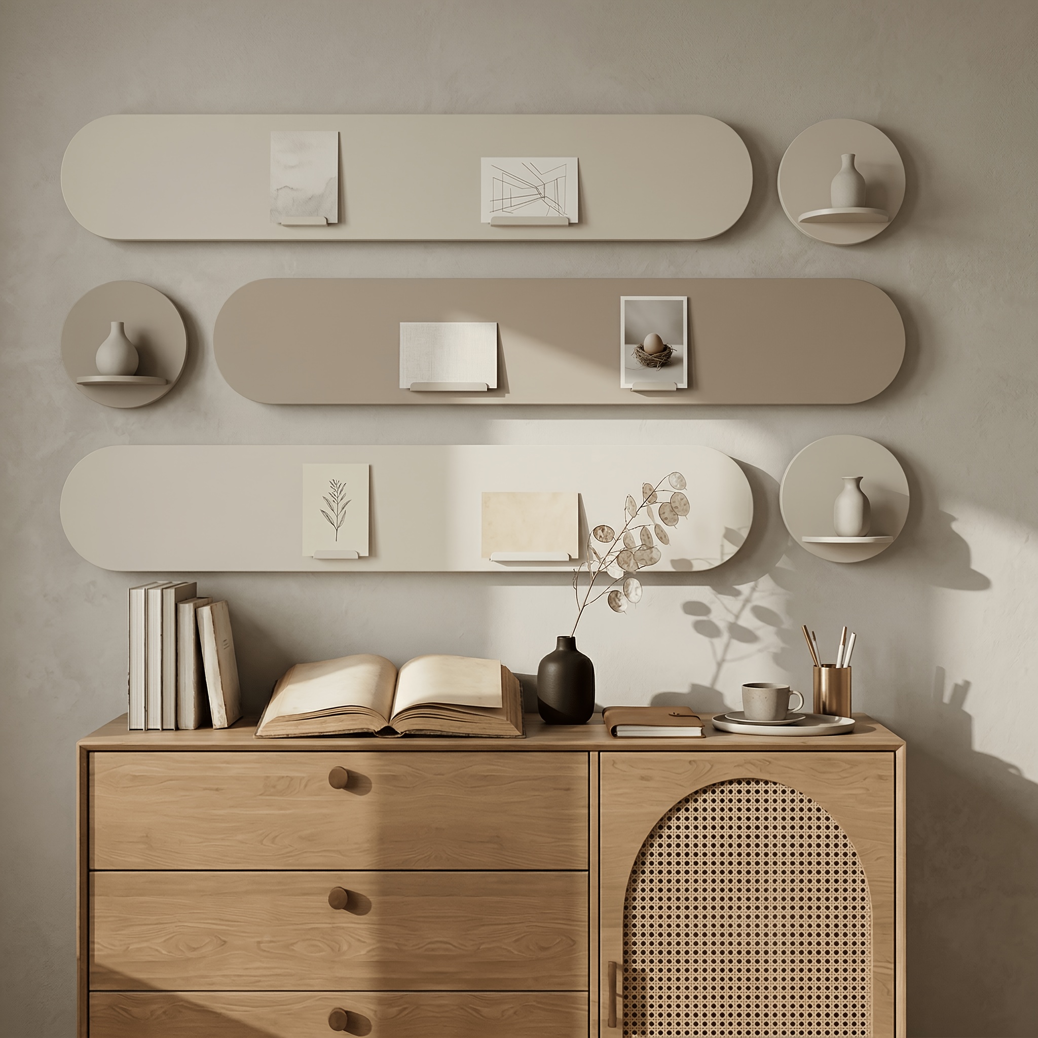 TEMU -piece Minimalist Photo Wall Featuring Felt Boards For Creative Displays, Photo Combinations, And Message Boards. It Enhances The Atmosphere Of