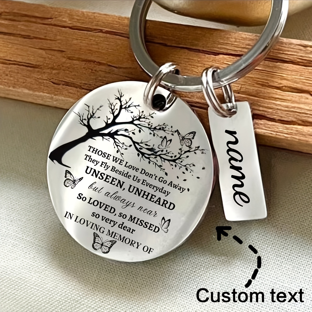 TEMU Personalized Memorial Keychain For Family Trees, Custom Keyring In Memory Of Ones, Remembrance Charm, Tree Keychain Featuring A , A Gift From