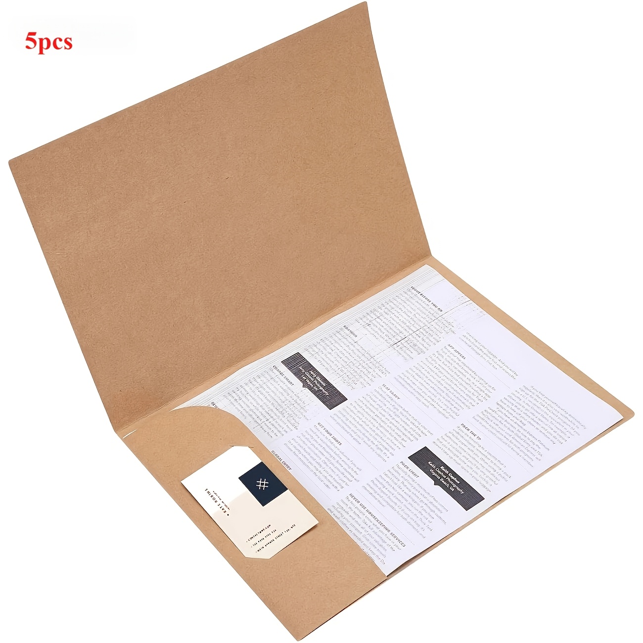 TEMU 5 carpetas de papel A4 con bolsillos para tarjetas de - Organizador de archivos de estilo minimalista, adecuado para reuniones, presentaciones y