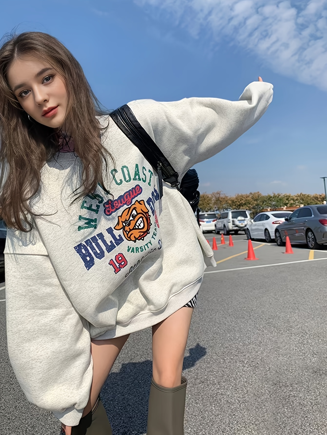 여성용 캐주얼 드롭 숄더 스웨트셔츠 - 기하학 패턴의 포근한 긴팔 풀오버, 세탁기 사용 가능