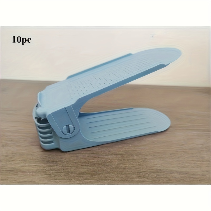 TEMU 10pcs Adjustable Plastic Shoe Rack Set - High-quality Space- Organizer For Entrance, Hallway, Living Room, Bedroom, Bathroom - Solution For Home