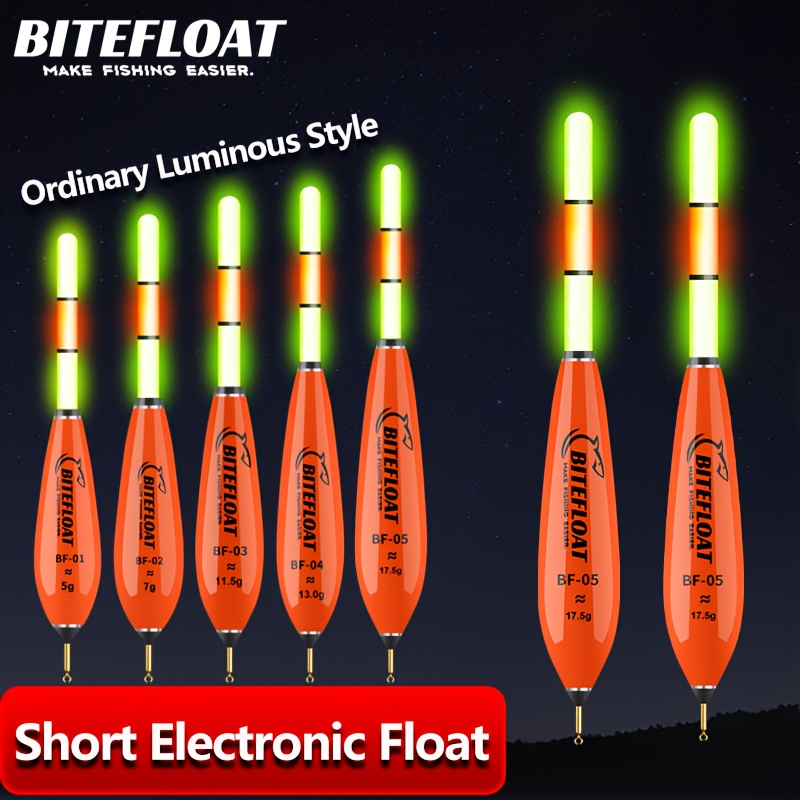 

Bite Float Fishing Floats, 1/2 Pack, Short Electronic Glow Stick, Use, High Led, Large 5g-18g, Rod Compatible, Cr425 Batteries, Orange, For Ocean & Ship Fishing