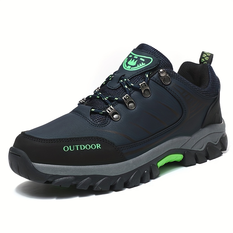 Men&*;s Hiking Shoes Non-Slip, Durable Outdoor Adventure Sneakers with  Rugged Rubber Sole, Lace-* Gray Blue for Hiking, Trekking Ca