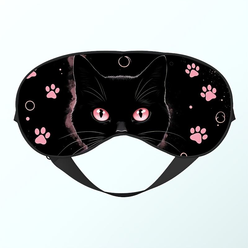 TEMU 1 pieza, Máscara para ojos estampada con temática de gato adorable, correa de ajustable, adecuada para y viajes, máscara para ojos , cómoda y