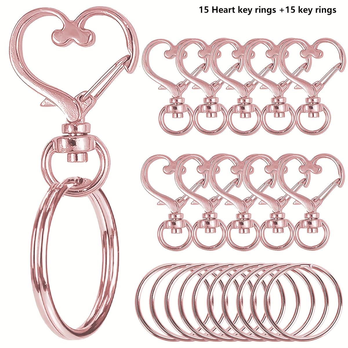 30/50pcs Set Of Heart-shaped Rotating Hook Strap Key Rings - Ladies' Key Rings, Colored Metal Spring Buckles Suitable For Handicrafts, Hanging Ropes, Alloy Lobster Rings In