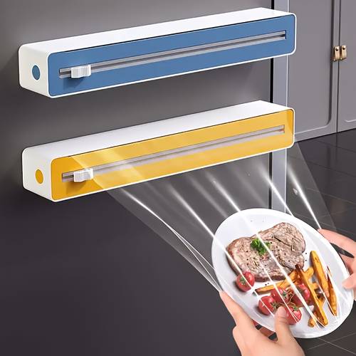imagen del artículo dispensador magnético de film transparente - cortador de plástico reutilizable con deslizador, ideal para uso en cocina y restaurante, para empaquetar