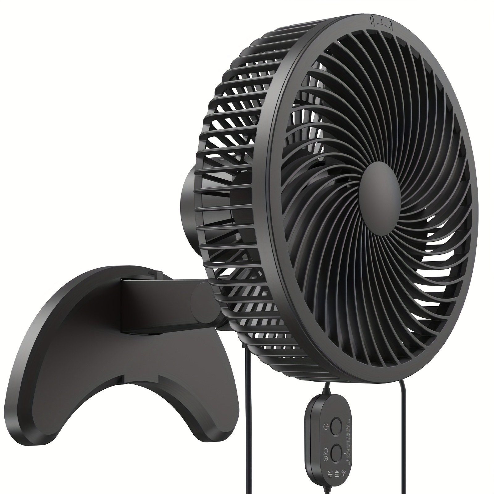 TEMU 8-inch Quiet Wall Fan With Timer, Usb Powered, 3-speed Adjustable , 80° Oscillating Head, 100° Adjustable Angle, Wired Remote Control, Ideal For Bedroom, Kitchen, Office, Garage, Portable Fan