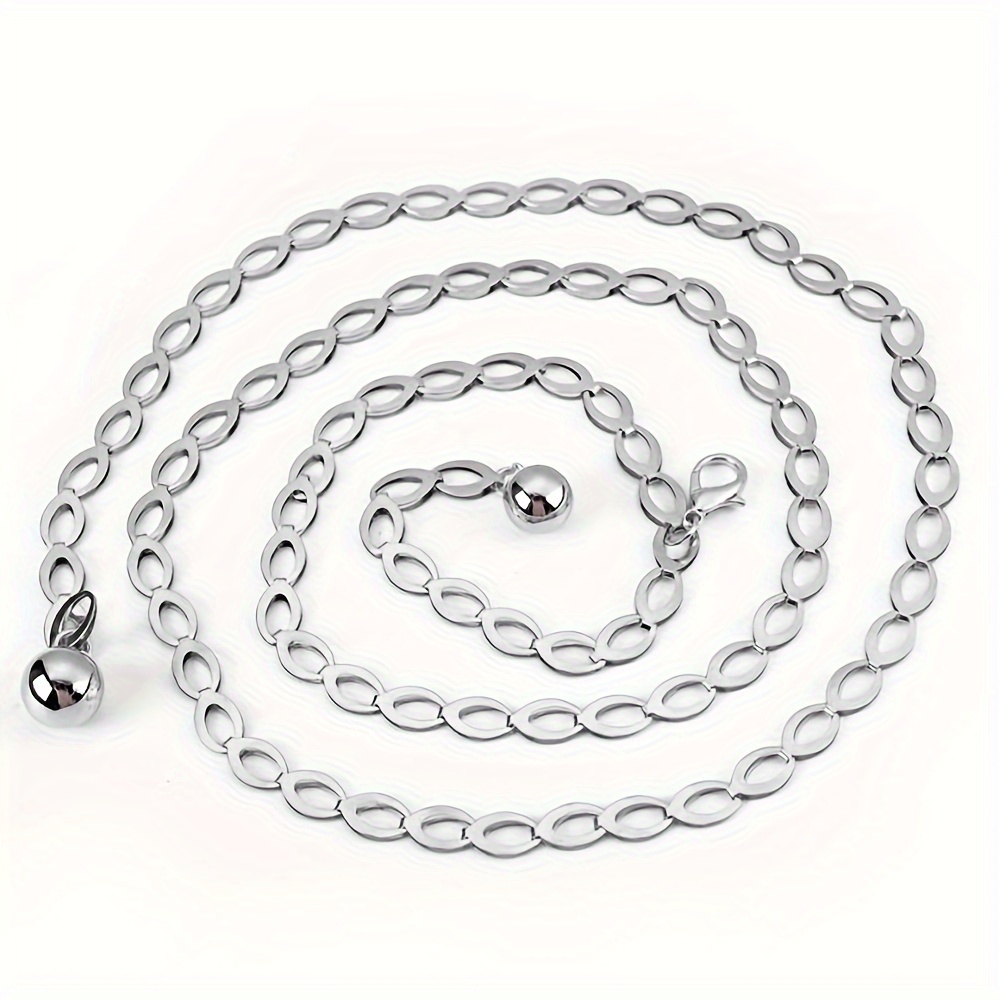 Vintage Silver Geometric Chain Belt Vintage Silver Tone Geometric Chain Belt w/ Circle  main image 2